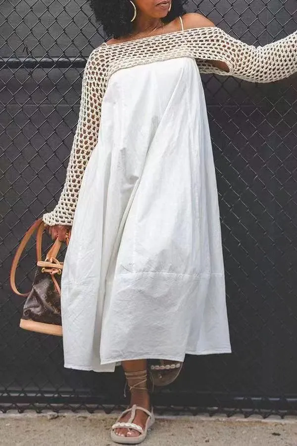 SC Sweater Shawl And Sling Dress Two-piece Set QYXZ-9137