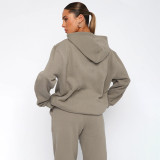 SC Solid Color Hooded Sweatshirts Two Piece Pants Set SSNF-211337