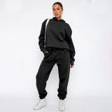 SC Solid Color Hooded Sweatshirts Two Piece Pants Set SSNF-211337