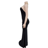 SC Sexy Solid Backless Halter Maxi Dress BY-C6636