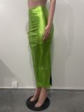 SC Fashion Zipper Slit Slim Leather Skirt OLYF-OL6130