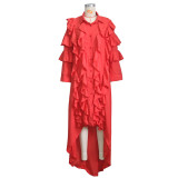 SC Casual Ruffle Sleeve Shirt Dress Sunscreen Clothing YS-S863