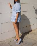 SC Stripe Patchwork Half Sleeve Shirt ANDF-1542