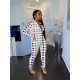 SC Long Sleeve Print Tight Jumpsuit YF-9590