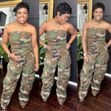 SC Camouflage Print Tube Tops Jumpsuit WAF-77621