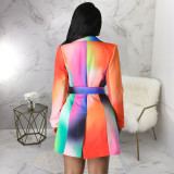 SC Fashion Multicolor Long Sleeve Blazer Dress(With Waist Belt) YF-10575