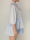 SC Stripe Patchwork Half Sleeve Shirt ANDF-1542