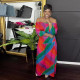 SC Plus Size One Shoulder Long Sleeve Print Maxi Dress NY-10575