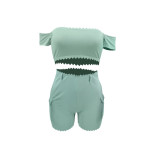 SC Sexy Solid Color Slim Two Piece Shorts Set YIM-359