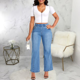 SC Fashion Elastic Waist Slim Straight Jeans HSF-2750