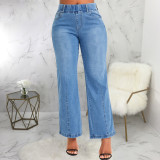 SC Fashion Elastic Waist Slim Straight Jeans HSF-2750