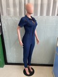 SC Fashion Short Sleeve Denim Tight Jumpsuit LX-3552