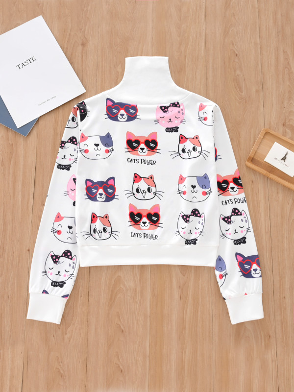 SC Kids Girls High Collar Print Sweatshirt T Shirt GYMF-112