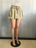 SC Fake Two-piece Jeans Shorts Pleated Skirt LX-6001