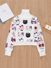 SC Kids Girls High Collar Print Sweatshirt T Shirt GYMF-112