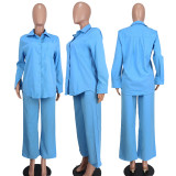 SC Long Sleeve Solid Color Shirt Two Piece Pants Set YD-8765-B2