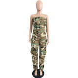 SC Camouflage Print Tube Tops Jumpsuit WAF-77621
