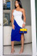SC Sexy Single Shoulder Contrast Color Midi Dress XHXF-379