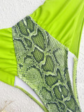 SC Snake Print Color Blocking Bikinis Two Piece Swimsuit CASF-6560