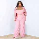 SC Plus Size Solid Color Sport Casual Three Piece Pants Set NNWF-7935