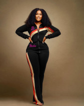 SC Plus Size Fashion Patchwork Long Sleeve Casual Sport Pants Suit WAF-7749515