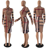 SC Elegant Printed Dress (with Belt) YNB-9109