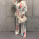 SC Loungewear Long Sleeve Simulation Silk Printing Two Piece Set YF-1045