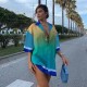 SC Gradient Splicing Contrast Color Print Loose Casual Shirt WMEF-20111