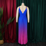 SC Plus Size Backless Sexy Strappy Gradient Maxi Dress GATE-D403