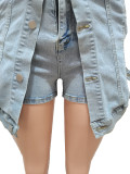 SC Fashion Buttoned Fake Two Piece Denim Shorts CM-8693