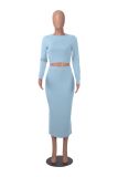 SC Solid Color Long Sleeve Two Piece Skirts Set MZ-2810
