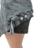 SC Fashion Buttoned Fake Two Piece Denim Shorts CM-8693