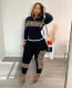 SC Leopard Print Patchwork Long Sleeve Two Piece Set HMS-5580
