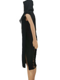 SC Cartoon Print Backless Hooded Loose Dress SXF-20404-2