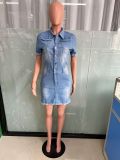 SC Fashion Denim Short Sleeve Slim Mini Dress LX-3556