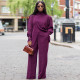 SC High Neck Irregular Split Long Sleeve Casual Two Piece Set YNSF-2613