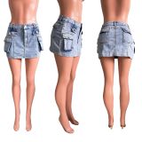 SC Fashion Pocket Slim Denim MIni Skirt LX-3555