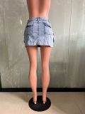 SC Fashion Pocket Slim Denim MIni Skirt LX-3555