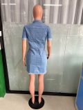 SC Fashion Denim Short Sleeve Slim Mini Dress LX-3556