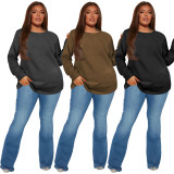 SC Plus Size Solid Color Loose Pullover YD-001-I2