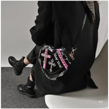 SC Cross Heart Studded Punk Style Shoulder Bag HCFB-36101