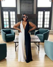 SC Black White Color Block Sleeveless Jumpsuit ZDF-31295