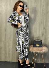 SC Casual Print Long Cardigan And Pants Two Piece Set CY-2900