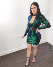 SC Sexy Sequin Slim Long Sleeve Mini Dress LSL-6044