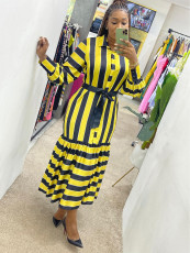 SC Fashion Stripe Print Long Sleeve Shirt Dress OMY-11022