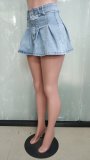 SC Sexy Slim Denim Pleated Mini Skirt LX-6006