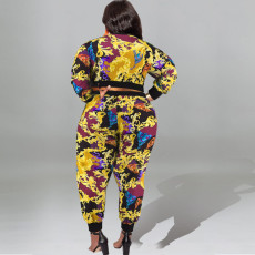 SC Fashion Print Long Sleeve Two Piece Pants Set GDAM-218287