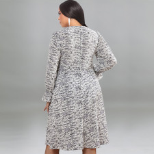 SC Plus Size Stripe Print Long Sleeve Shirt Dress GDAM-218305