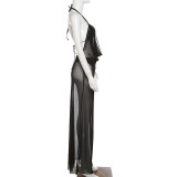 SC Sexy Sleeveless Mesh Splicing Slim Maxi Dress XEF-34690