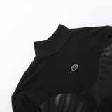 SC Leather Patchwork Long Sleeve Skinny Bodysuit FL-23385